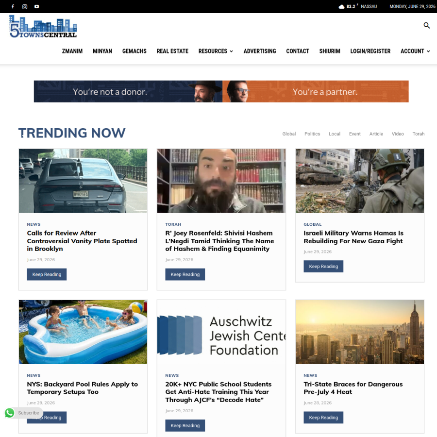 5townscentral.com homepage screenshot