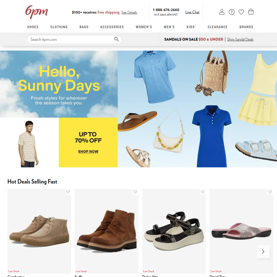 6pm.com homepage screenshot