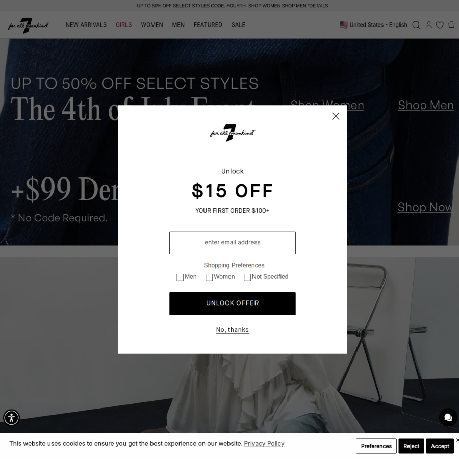 7forallmankind.com homepage screenshot