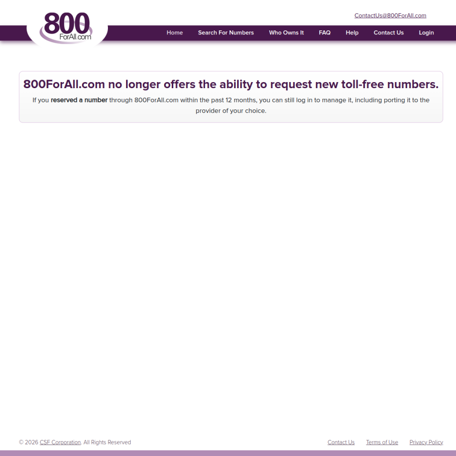 800forall.com homepage screenshot