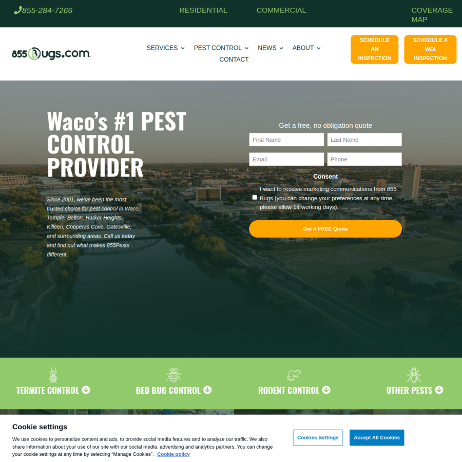855bugs.com homepage screenshot