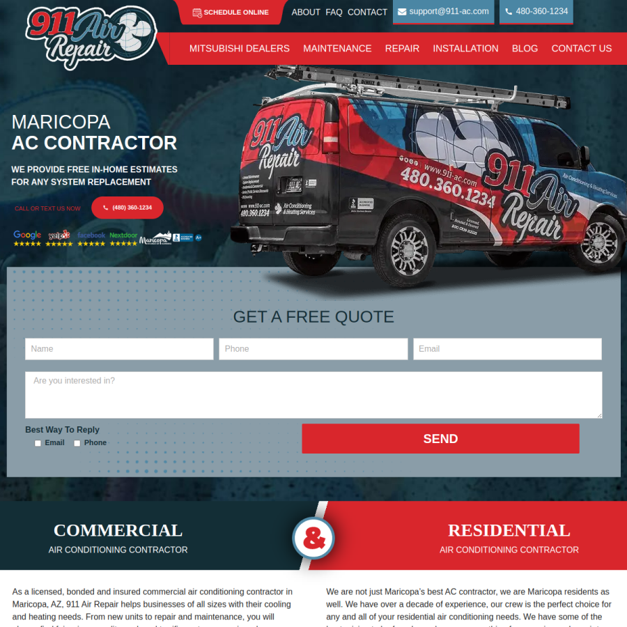 911-ac.com homepage screenshot