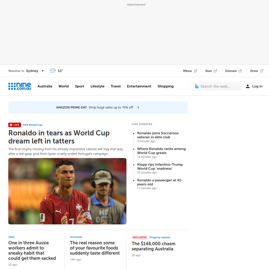 9news.com.au homepage screenshot