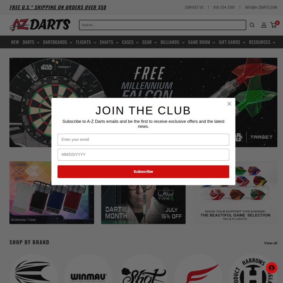 a-zdarts.com homepage screenshot