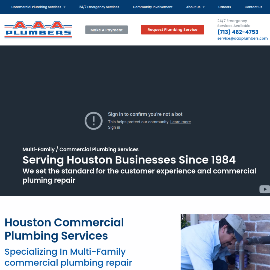 aaaplumbers.com homepage screenshot