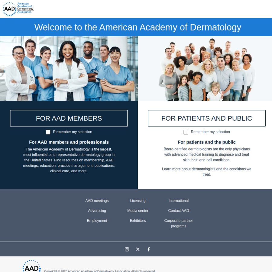 aad.org homepage screenshot
