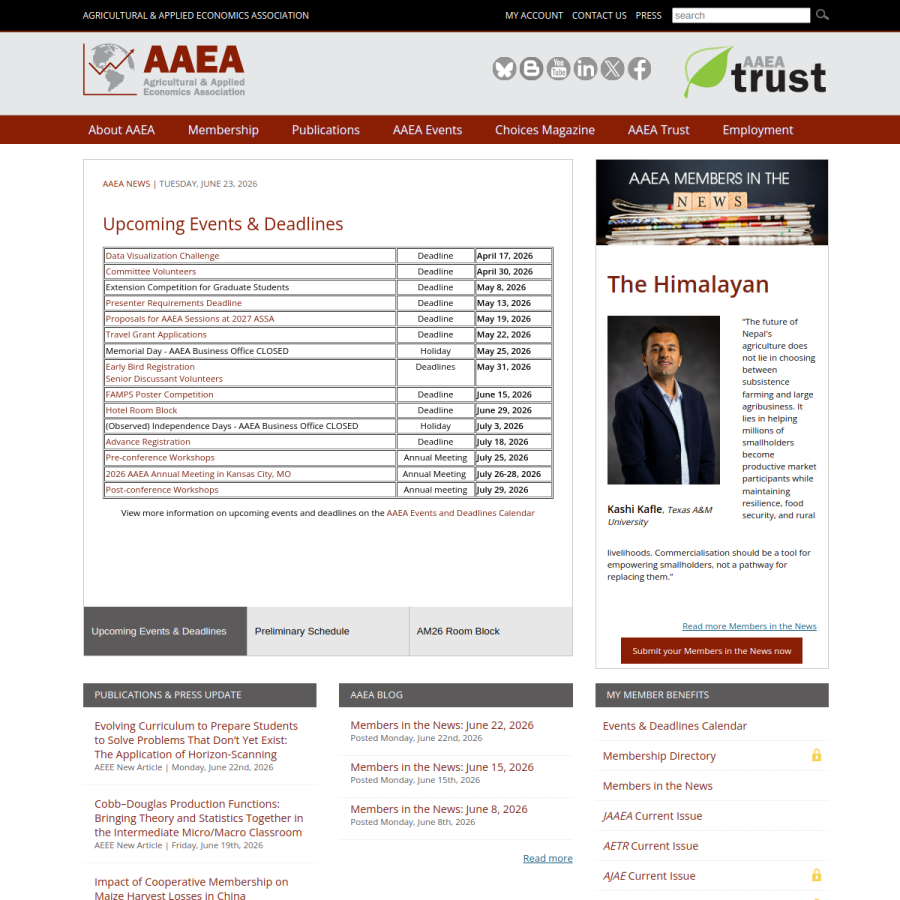 aaea.org homepage screenshot