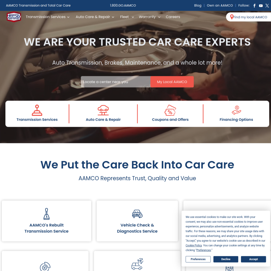 aamco.com homepage screenshot