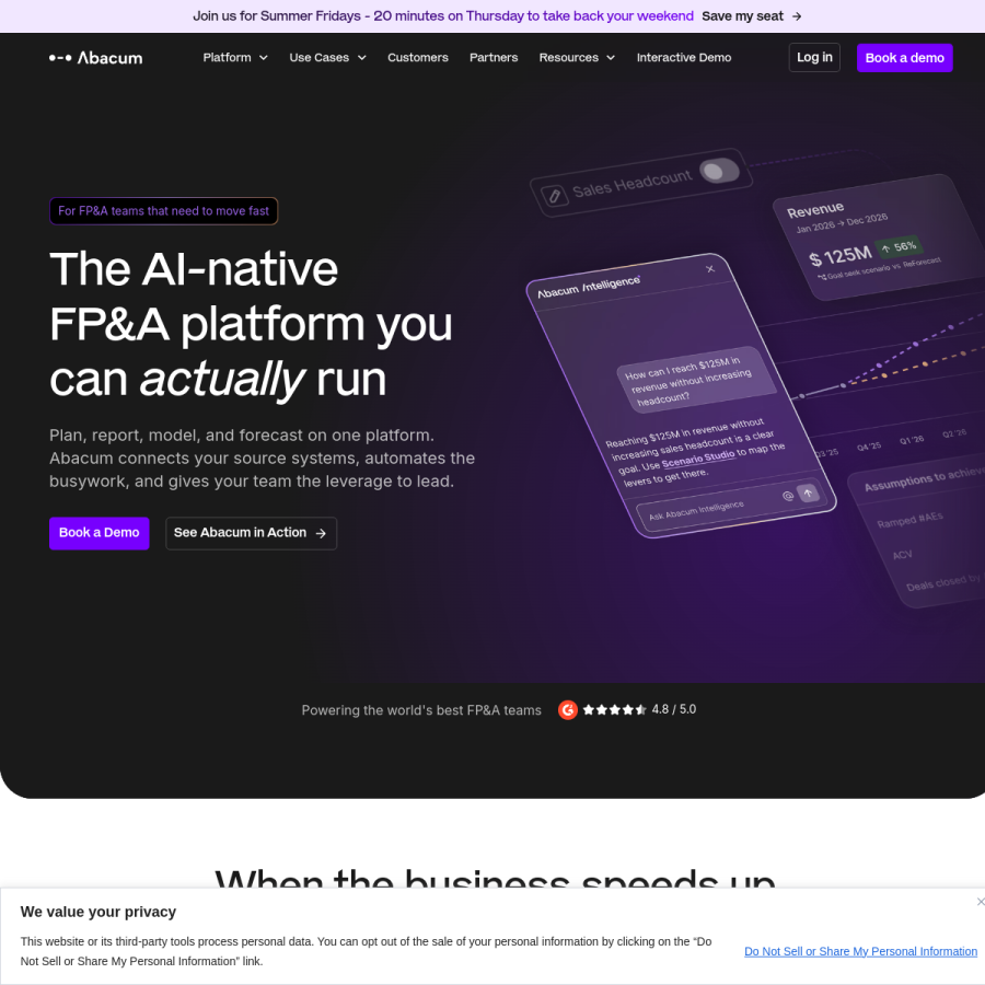 abacum.ai homepage screenshot