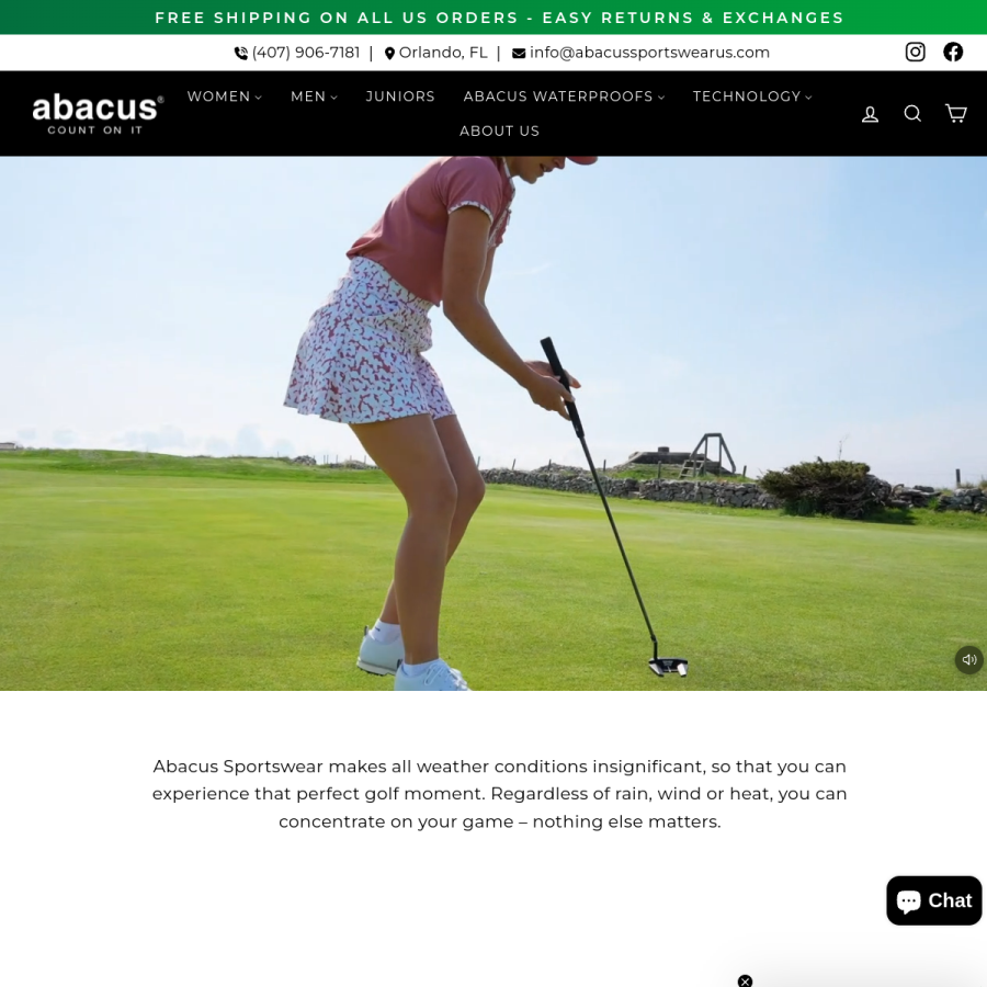 abacussportswearus.com homepage screenshot