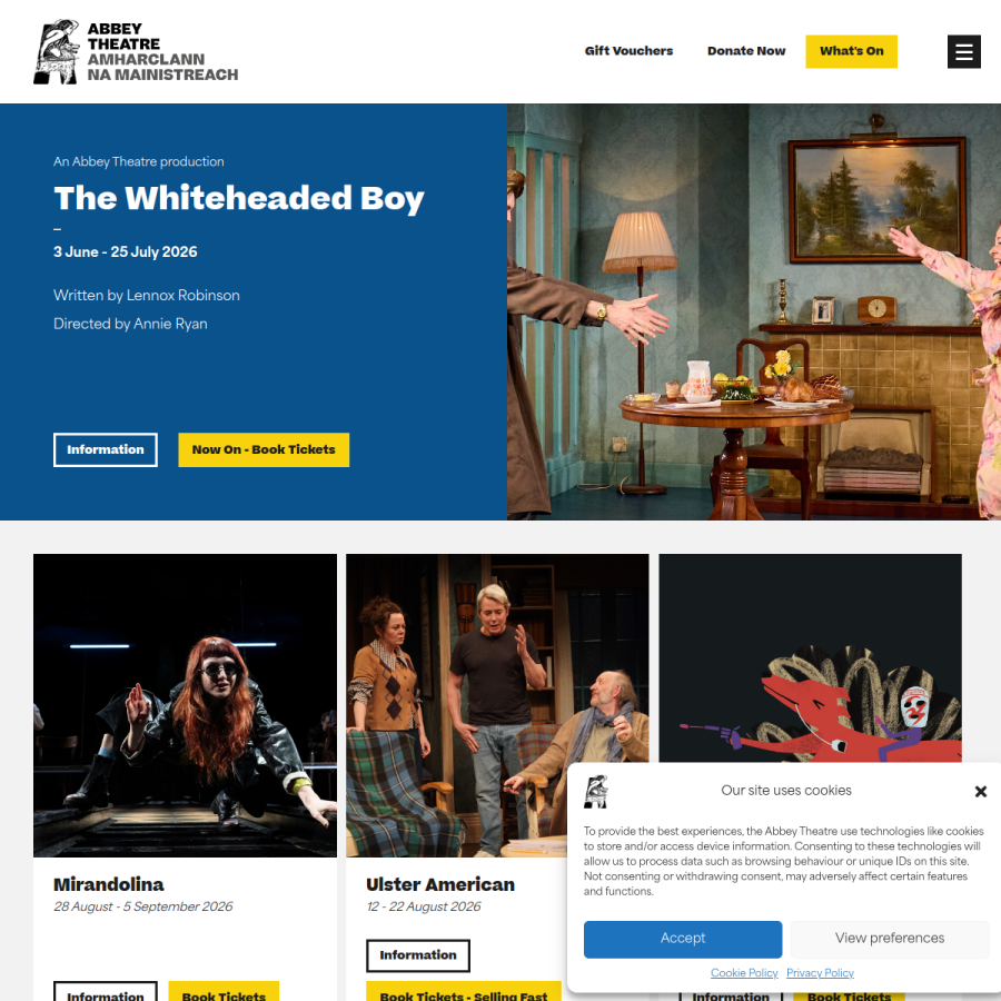 abbeytheatre.ie homepage screenshot