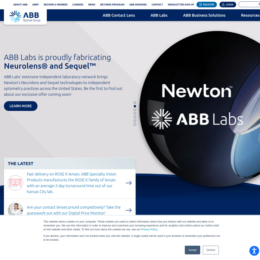 abboptical.com homepage screenshot