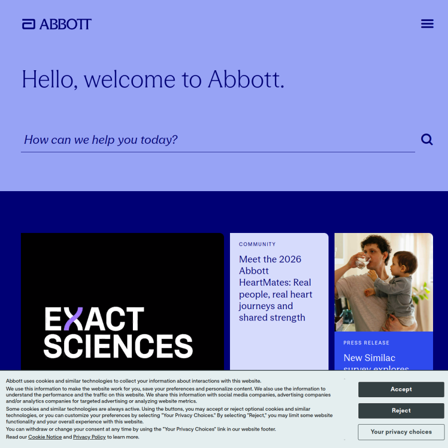 abbott.com homepage screenshot