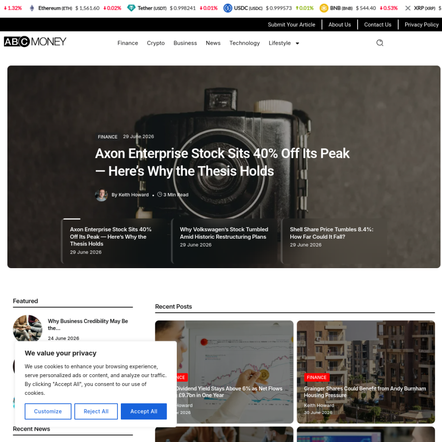 abcmoney.co.uk homepage screenshot