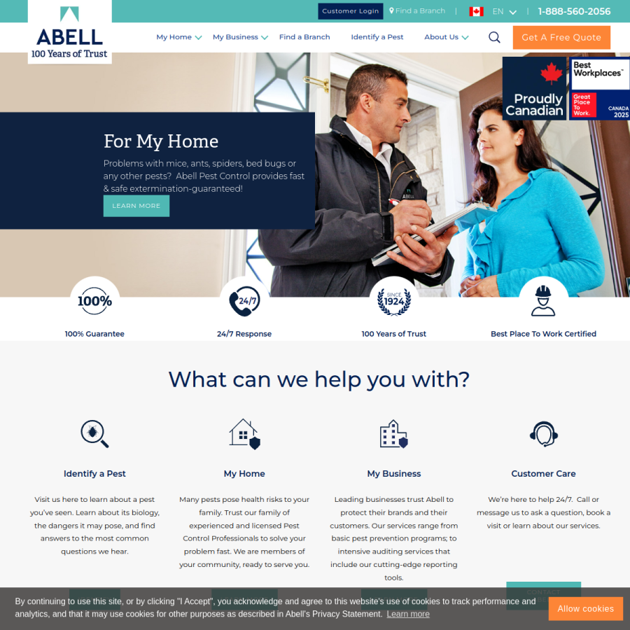 abellpestcontrol.com homepage screenshot