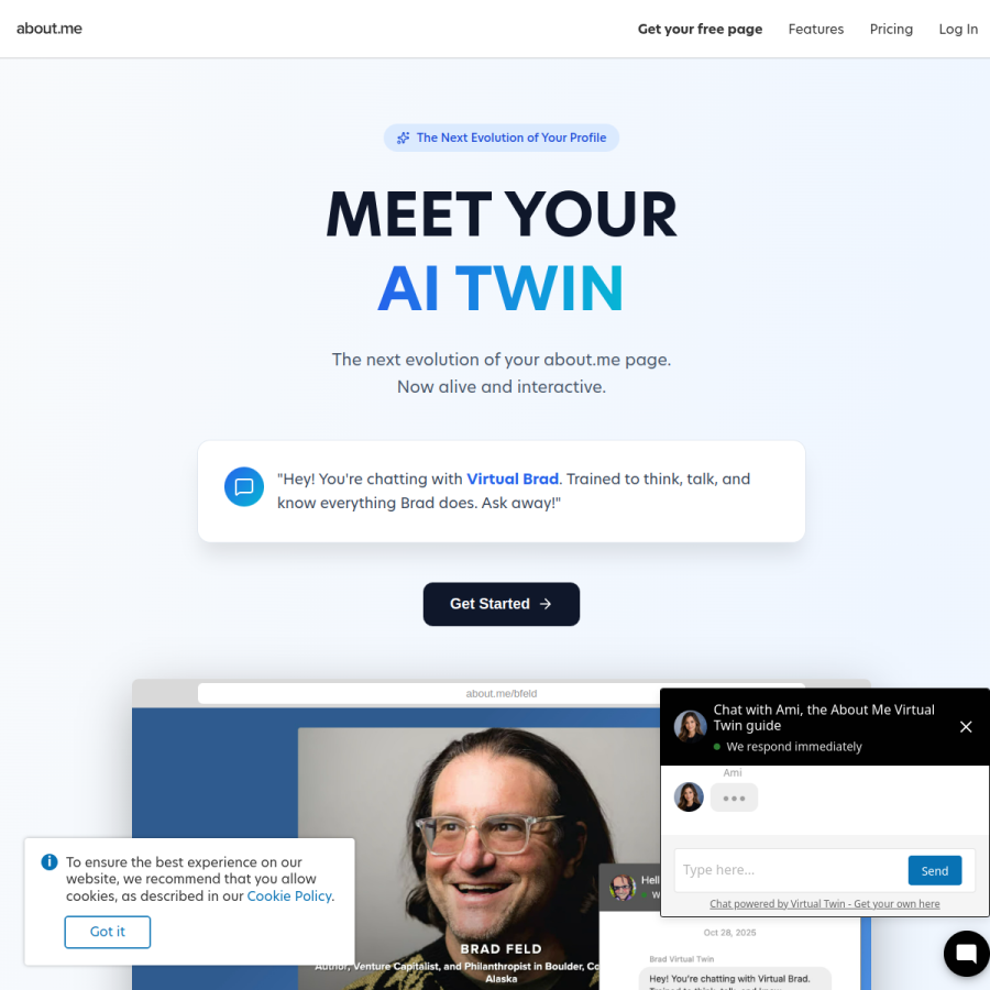 about.me homepage screenshot