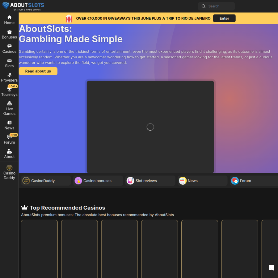 aboutslots.com homepage screenshot