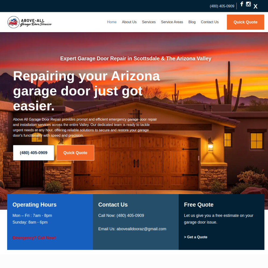 above-allgaragedoor.com homepage screenshot