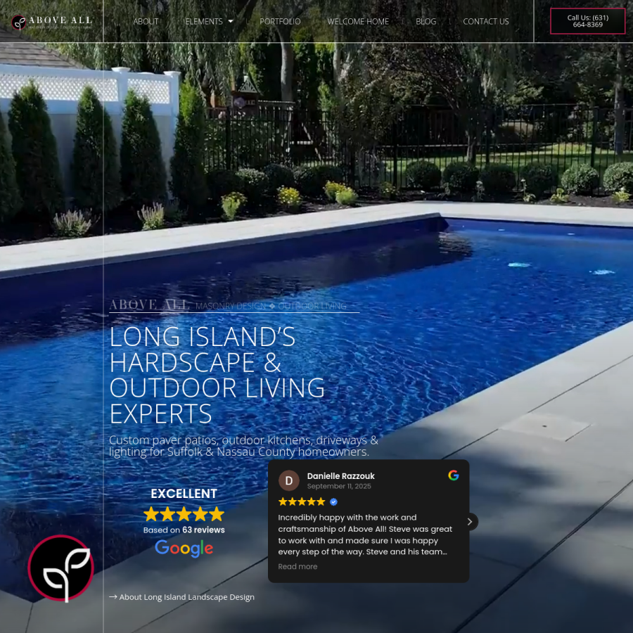 aboveallmasonry.com homepage screenshot