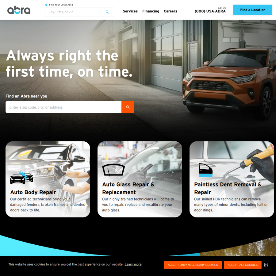 abraauto.com homepage screenshot