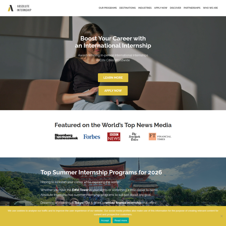 absoluteinternship.com homepage screenshot