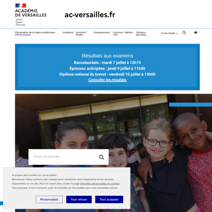 ac-versailles.fr homepage screenshot