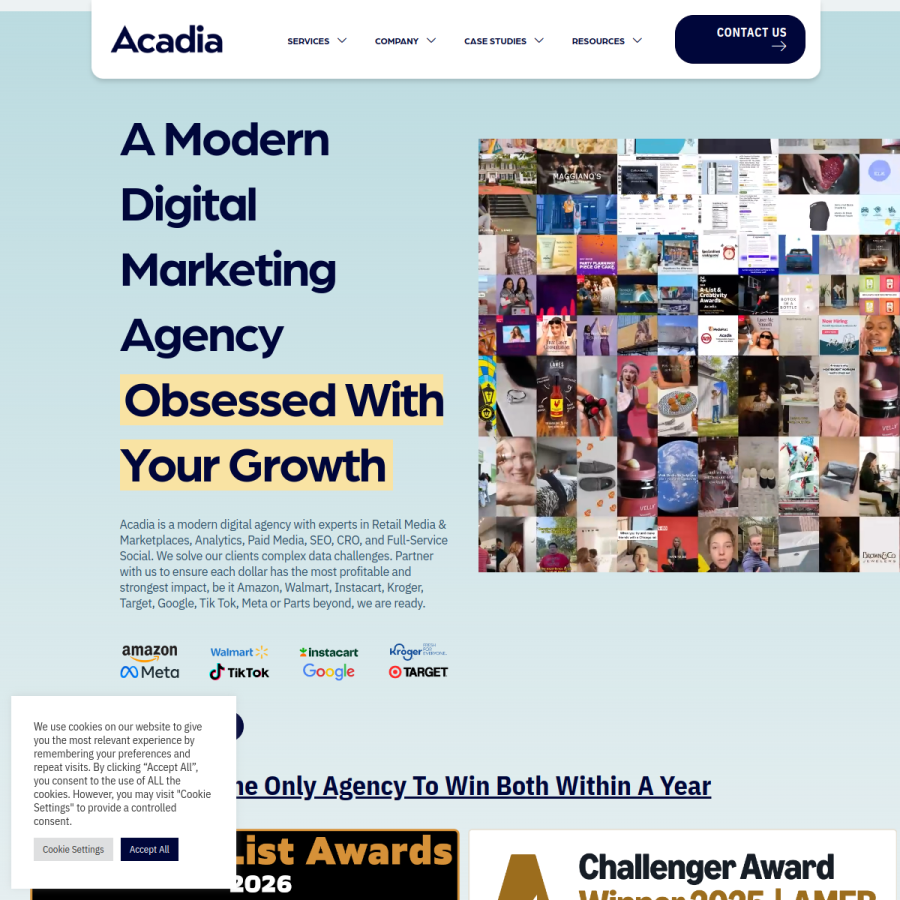 acadia.io homepage screenshot