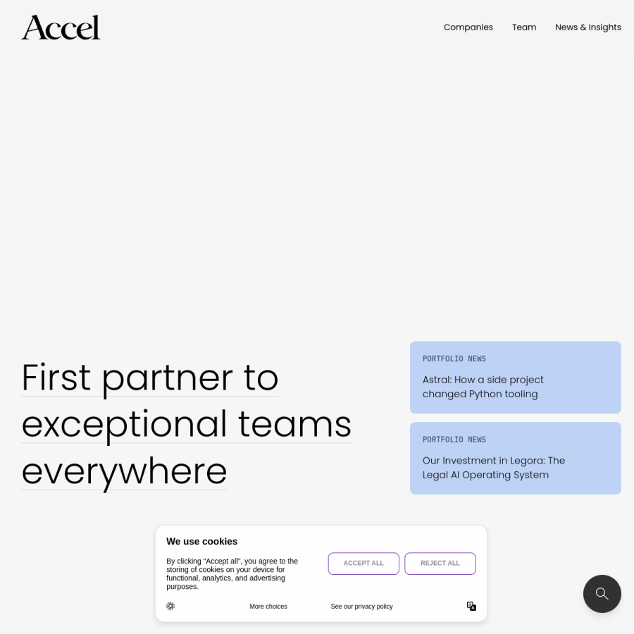 accel.com homepage screenshot