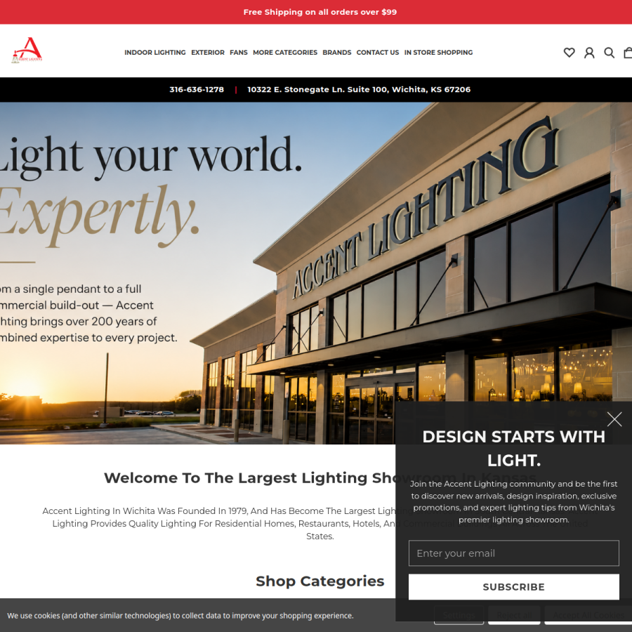 accentlightinginc.com homepage screenshot