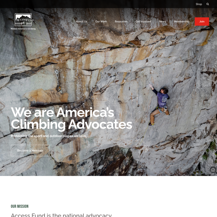 accessfund.org homepage screenshot