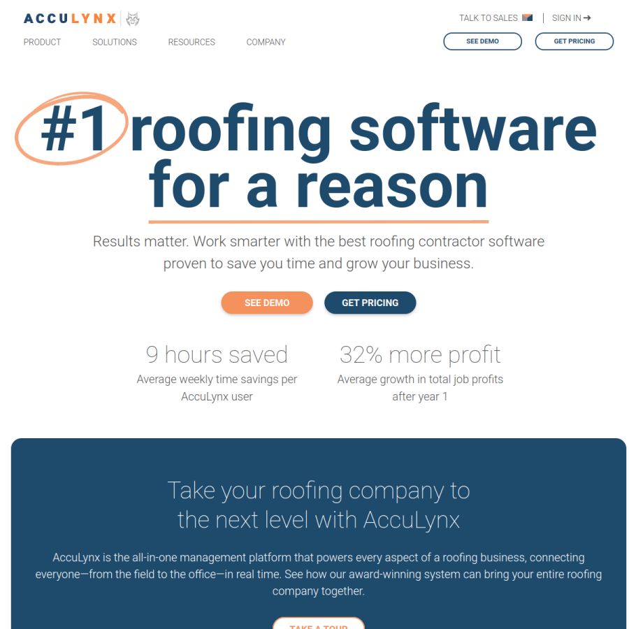 acculynx.com homepage screenshot