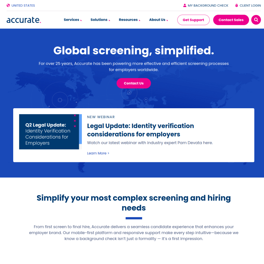 accurate.com homepage screenshot