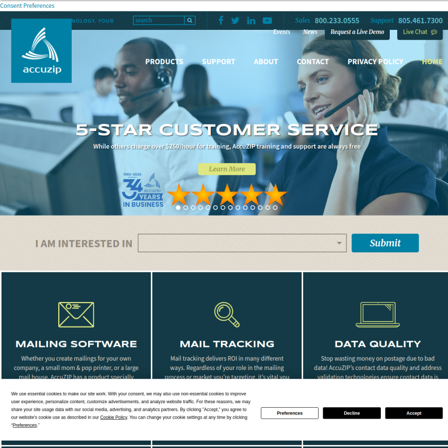 accuzip.com homepage screenshot