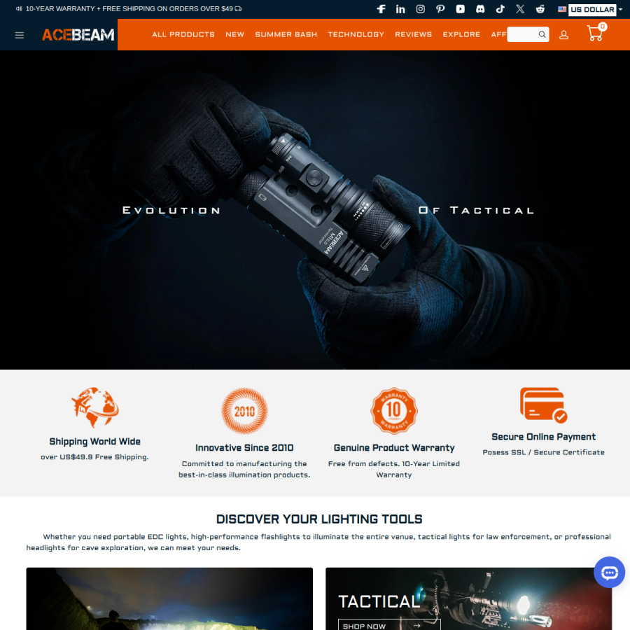 acebeam.com homepage screenshot
