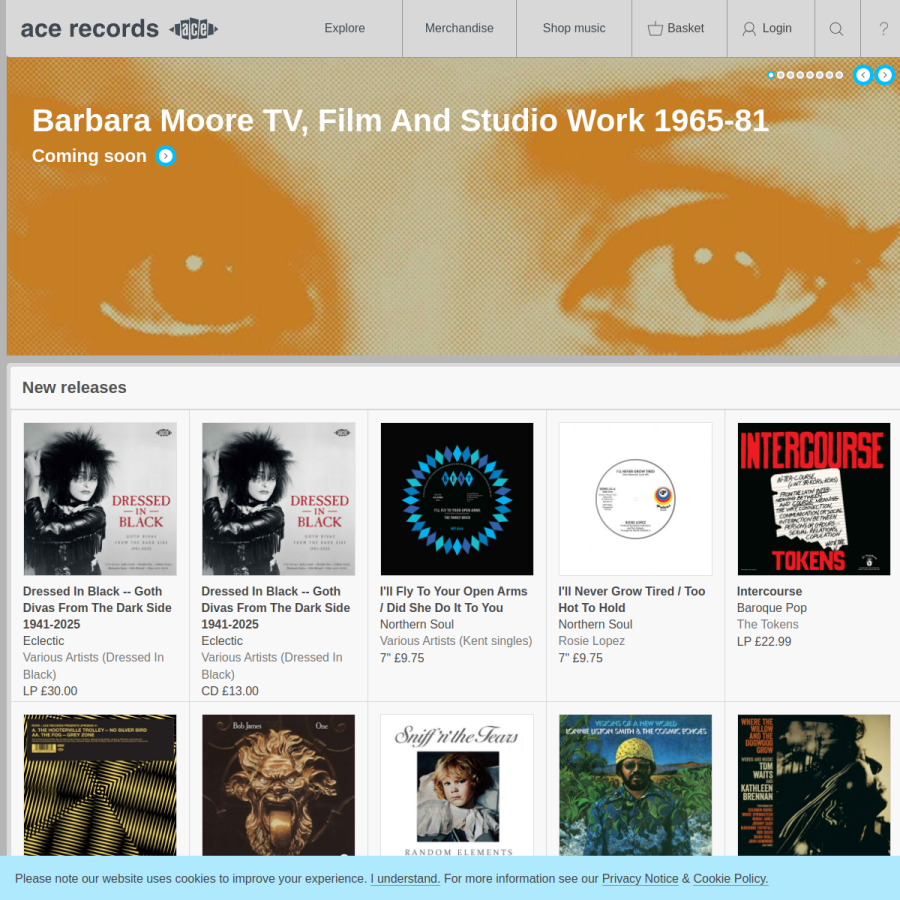 acerecords.co.uk homepage screenshot