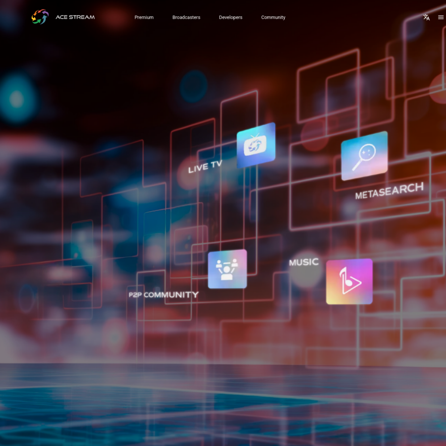 acestream.org homepage screenshot