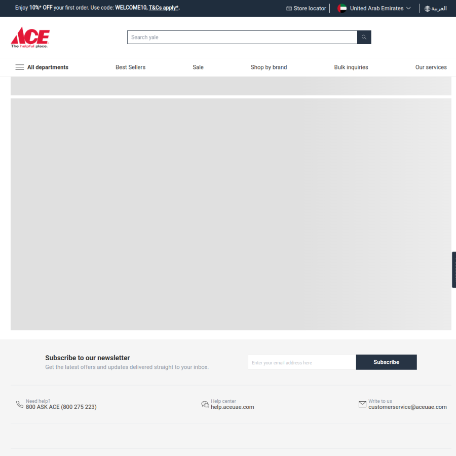 aceuae.com homepage screenshot