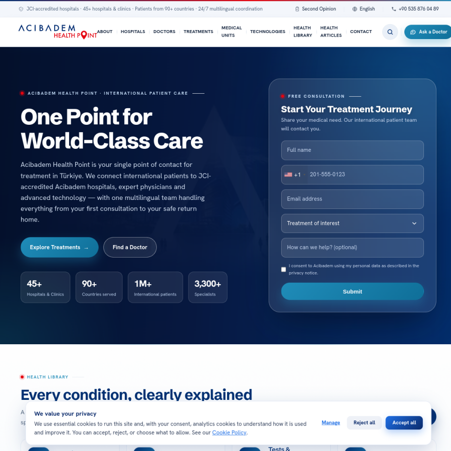 acibademhealthpoint.com homepage screenshot