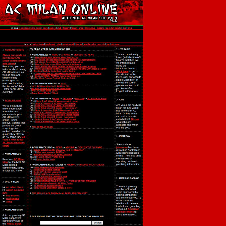 acmilan-online.com homepage screenshot