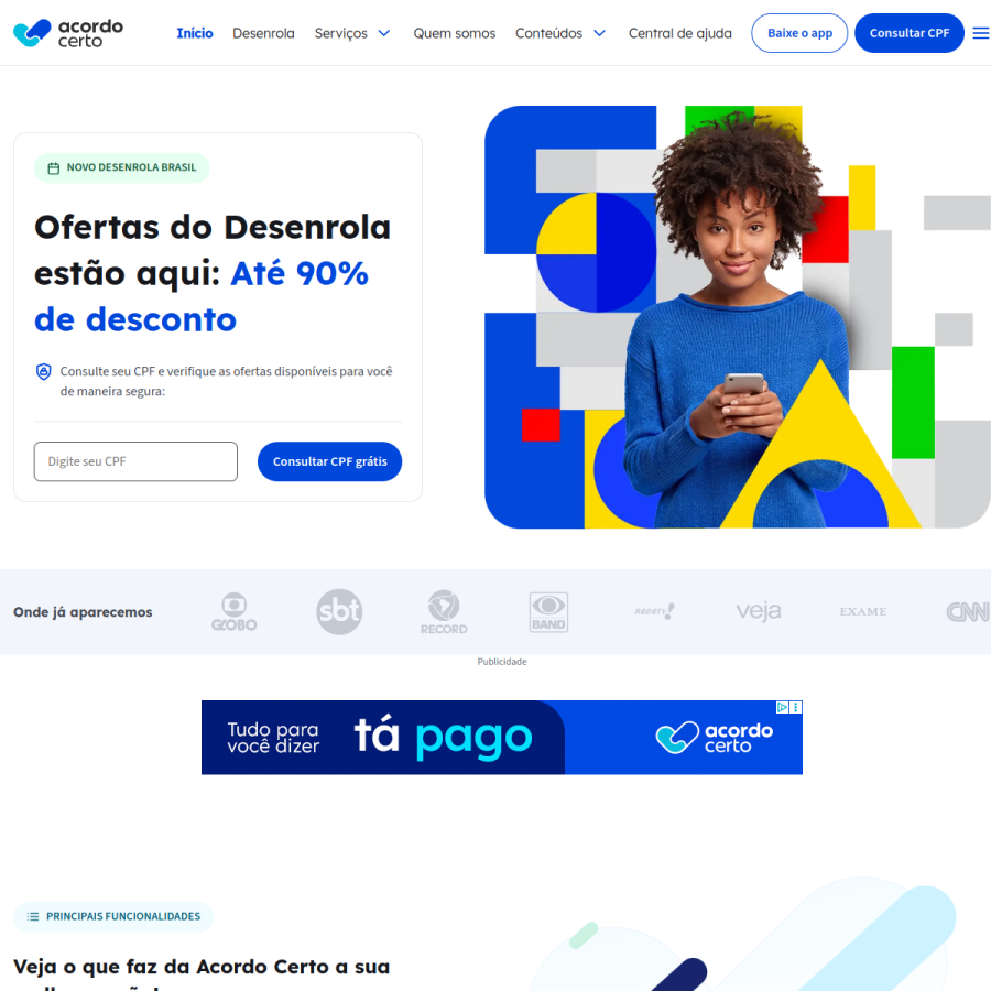 acordocerto.com.br homepage screenshot