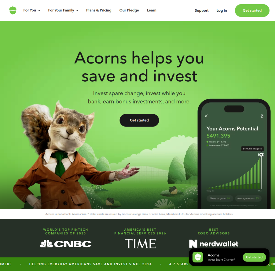 acorns.com homepage screenshot