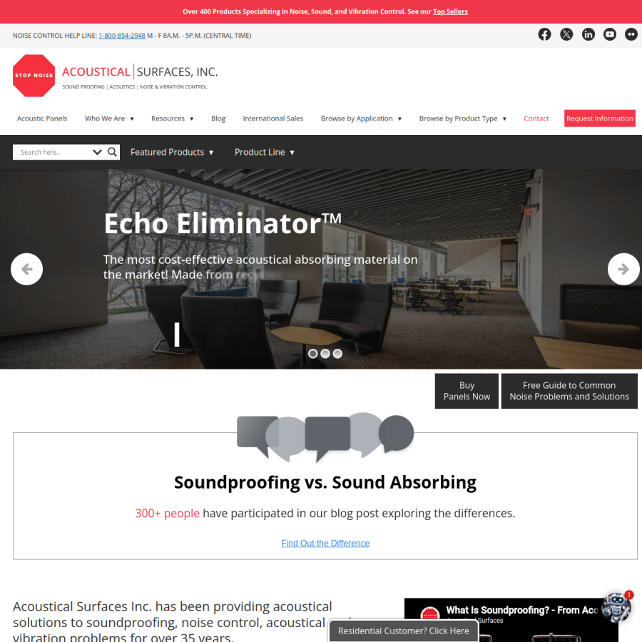 acousticalsurfaces.com homepage screenshot