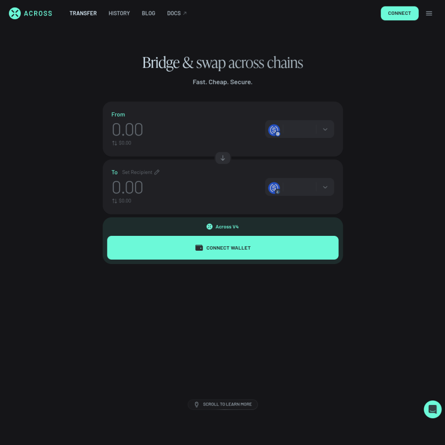 across.to homepage screenshot