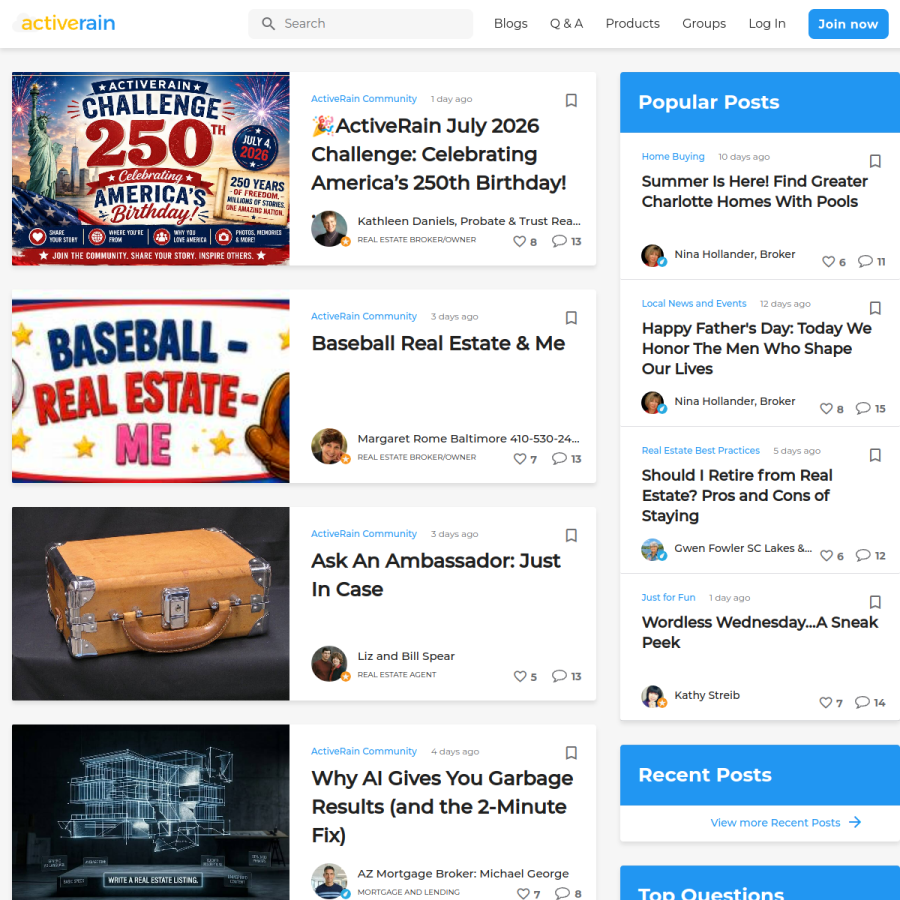 activerain.com homepage screenshot