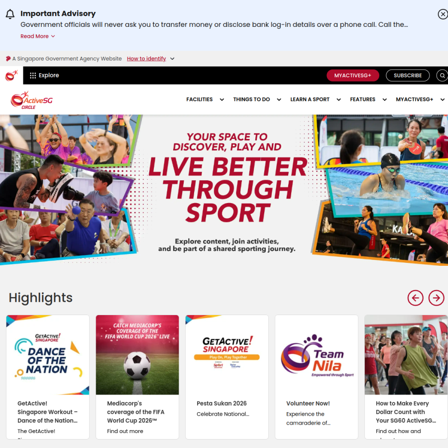 activesgcircle.gov.sg homepage screenshot