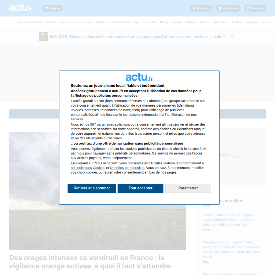 actu.fr homepage screenshot