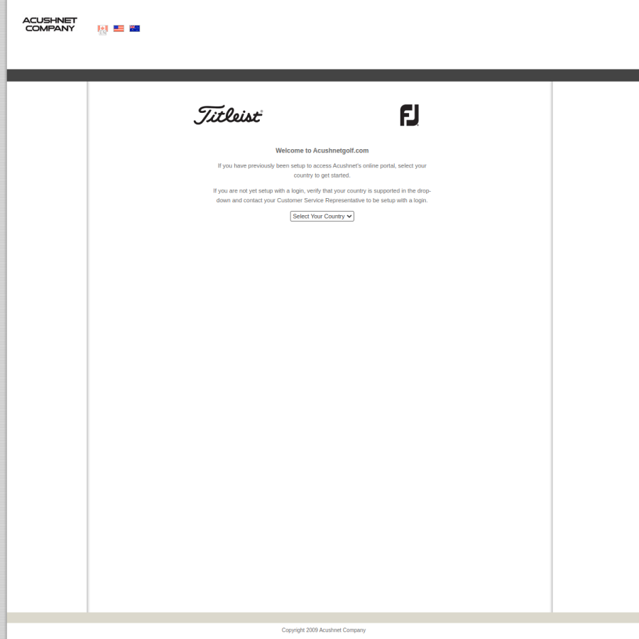 acushnetgolf.com homepage screenshot
