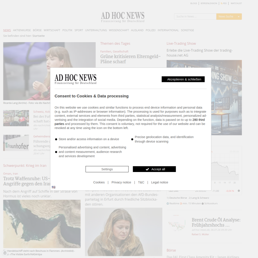 ad-hoc-news.de homepage screenshot
