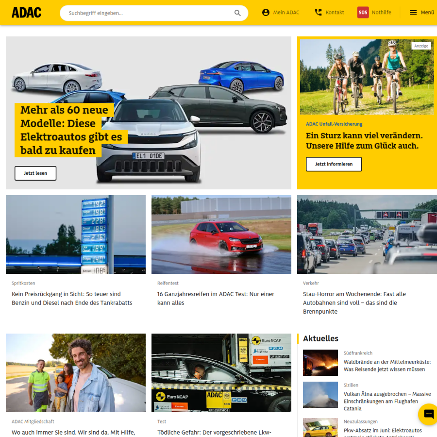 adac.de homepage screenshot