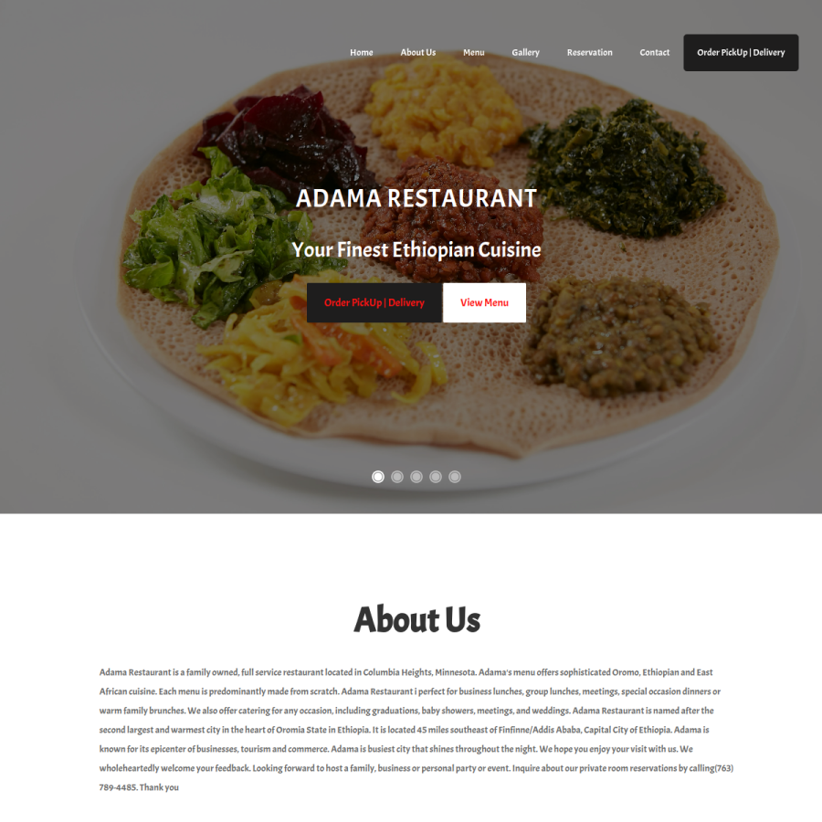 adamarestaurantmn.com homepage screenshot